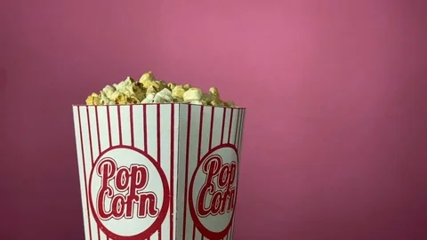Falling popcorn in super slow motion Stock Footage 118969290