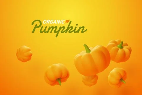 Falling pumpkin on orange background. Stock Illustration