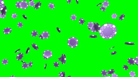 Falling purple casino chips - loop, green screen 動画素材 74940479