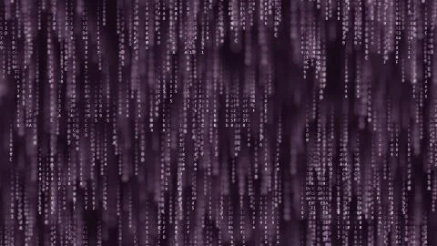 Falling purple computer code symbols on the screen. 3D rendering Stock Illustration