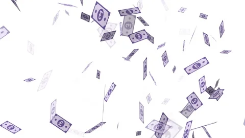 Falling Purple Pound Sterling Banknotes - Financial Success Concept Stock Footage 334714811