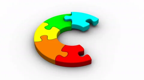 Falling Puzzles Create A Circle Stock Footage 60049588