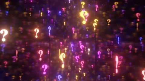 Falling Question Mark Symbols Neon Glowing Rotating Mystery Concept Stock Footage 268803417