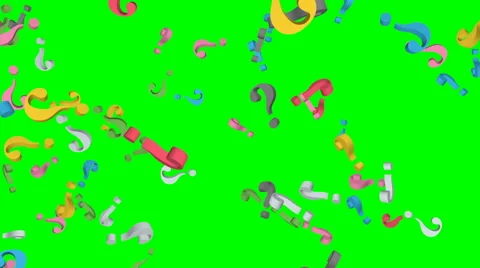 Falling question marks animation - looping, multi color, green screen Stock Footage 55308869