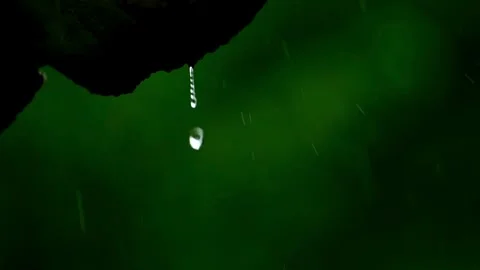 Falling rain and water drop from roof and Flowing Smoothly Down. in morning day Video stock 336571262