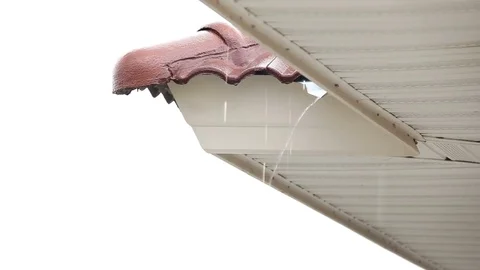 Falling Rain Drop On Brown Brick Roof Video stock 78217532