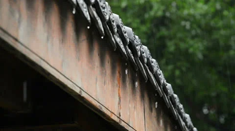 Falling rain drop on the eave 스톡 동영상 26137249