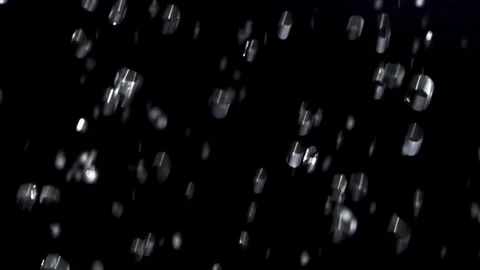Falling Rain Drops on Black Background, Slow Motion Stock Footage 346081236