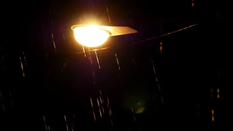 Falling rain with light lamp Stock-Footage 114361133