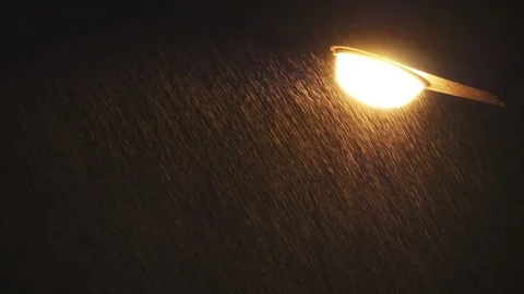 Falling rain with light lamp Stock Footage 115064758