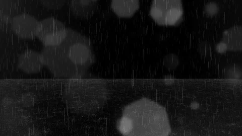 Falling Rain with Splashes & Bokeh Lights Loop Overlay Stock Footage