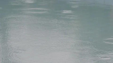 Falling rain into a swimming pool Stock Footage 144706019