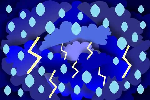 Falling raindrops against the backdrop of a thunderstorm Stock Illustration