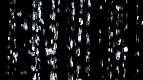 Falling Raindrops on Black Background, Slow Motion Rain Overlay Stock Footage 346081294