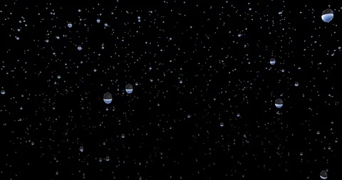 Falling raindrops footage animation in slow motion on dark black background with Stock Footage
