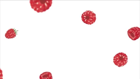 Falling raspberries on white background Stock Footage 220098002