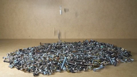 Falling Real Screw on the Worker Table Stock-Footage 137595614