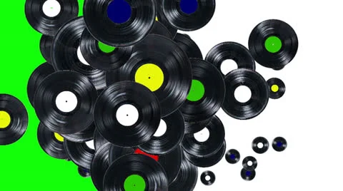 Falling records (with alpha channel) Stock Footage 25860361