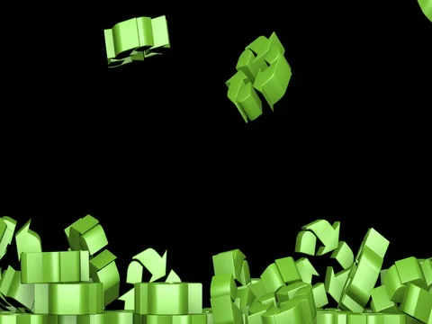 Falling recycling symbols Stock Footage 76186837