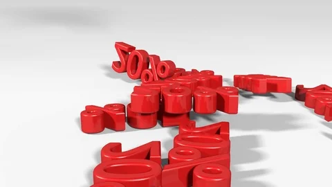 Falling red 20 percent Stock Footage 80171043