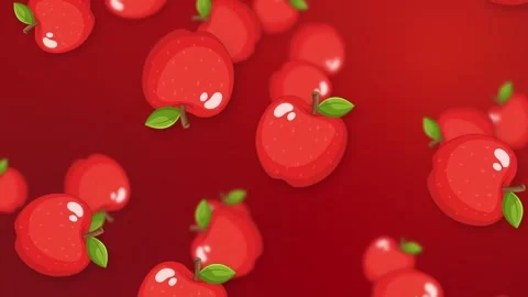 Falling Red Apple Fruit Objects on Vibrant Red Mesh Background Stock Footage 346935752
