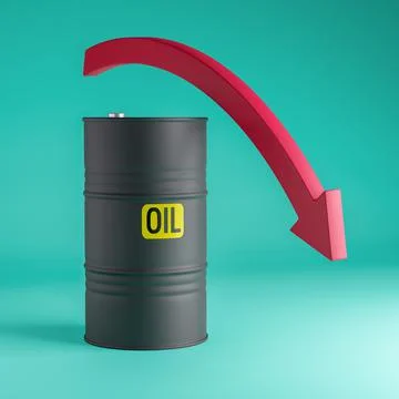 Falling red arrow on blurred of stock quotes Stock Illustration