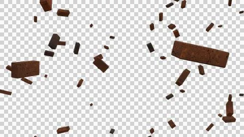 Falling Red Bricks Construction Demolition PNG Overlay Stock Illustration