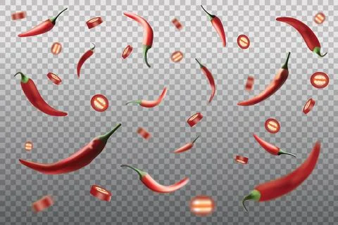 Falling red chilies Stock Illustration