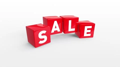 Falling red cubes with text SALE Stock Footage 64620658