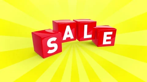 Falling red cubes with text SALE Stock Footage 64620659