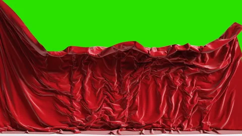 Falling red curtains with green chroma key, 4k Stock Footage 135345588