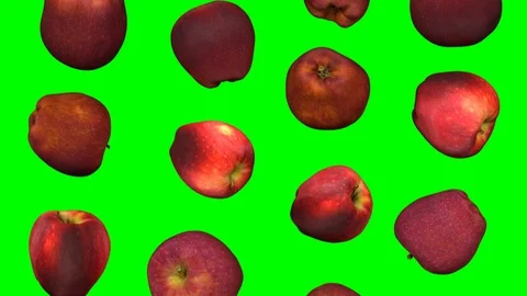 Falling "Red Delicious" Apples on Green Background (Looping) Video stock 93011737