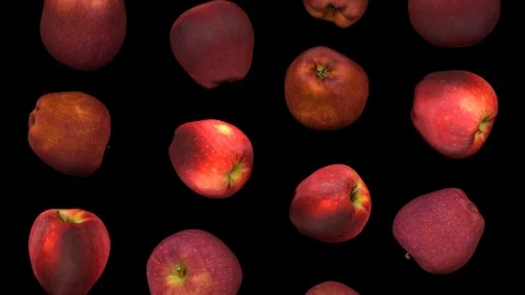 Falling "Red Delicious" Apples on Transparent Background (Looping) Video stock 93011059