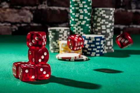 Falling Red Dice Stock Photos