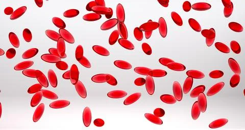 Falling Red Gel 3D Rendered Pills Isolated on White Background Illustrazione stock
