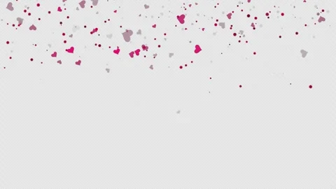 Falling Red Heart Particles on Transparent Background, Minimal Romantic Stock Footage 325211742