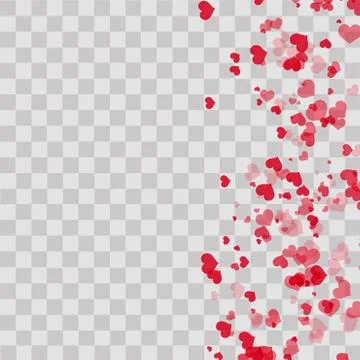 Falling red heart on transparent background for Valentine's day. Vector. Stock Illustration