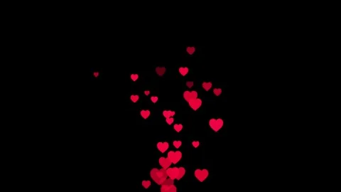 Falling Red Hearts Animation on Black Background, Romantic Love Particles 스톡 동영상 314754514