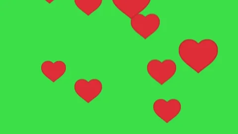 Falling red hearts animation on green screen background for romantic video edits Stock-Footage 329964954
