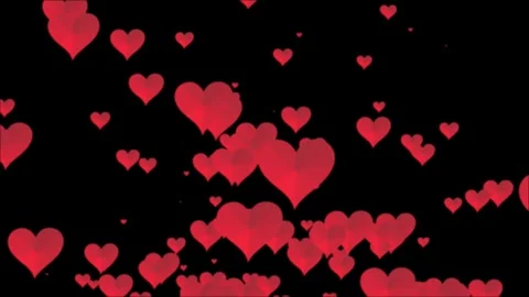 Falling Red Hearts on Black Background: Love and Romance Animation Vídeos de archivo 312987450