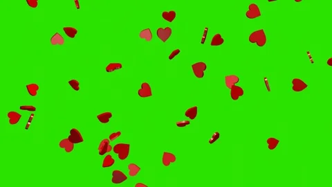 Falling red hearts on a chroma key Stock Footage 148110480
