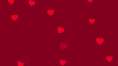Falling Red Hearts on Dark Red Background, Romantic Motion Graphic Stock Footage 328083059