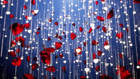 Falling Of Red Hearts Stock Footage 300707943