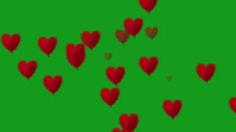 Falling red hearts with green screen background Stock Footage 130844239