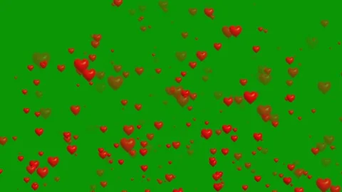 Falling red hearts. Green screen animation. Gift. Love. Valentine's day. Wedd Stock Footage 261283427
