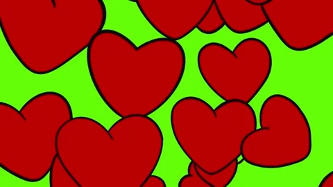 Falling red hearts on Green screen animation. Stock Footage 278440953