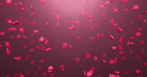 Falling red hearts in a red haze Stock Footage 258292067