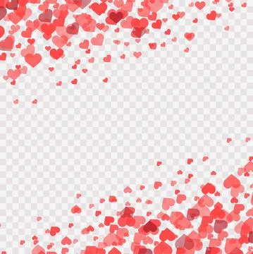 Falling red hearts on transparent background. Vector illustration Stock Illustration