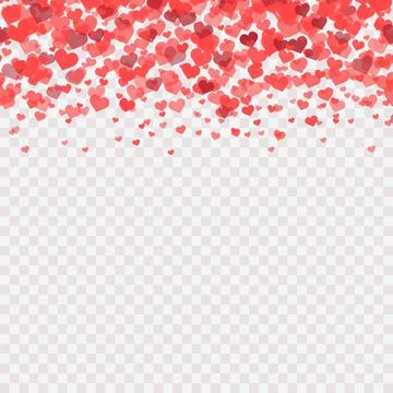 Falling red hearts on transparent background. Vector Stock Illustration