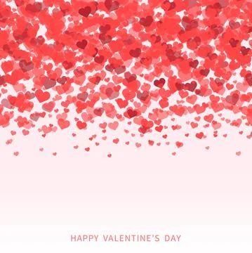 Falling red hearts on transparent background. Vector Stock Illustration